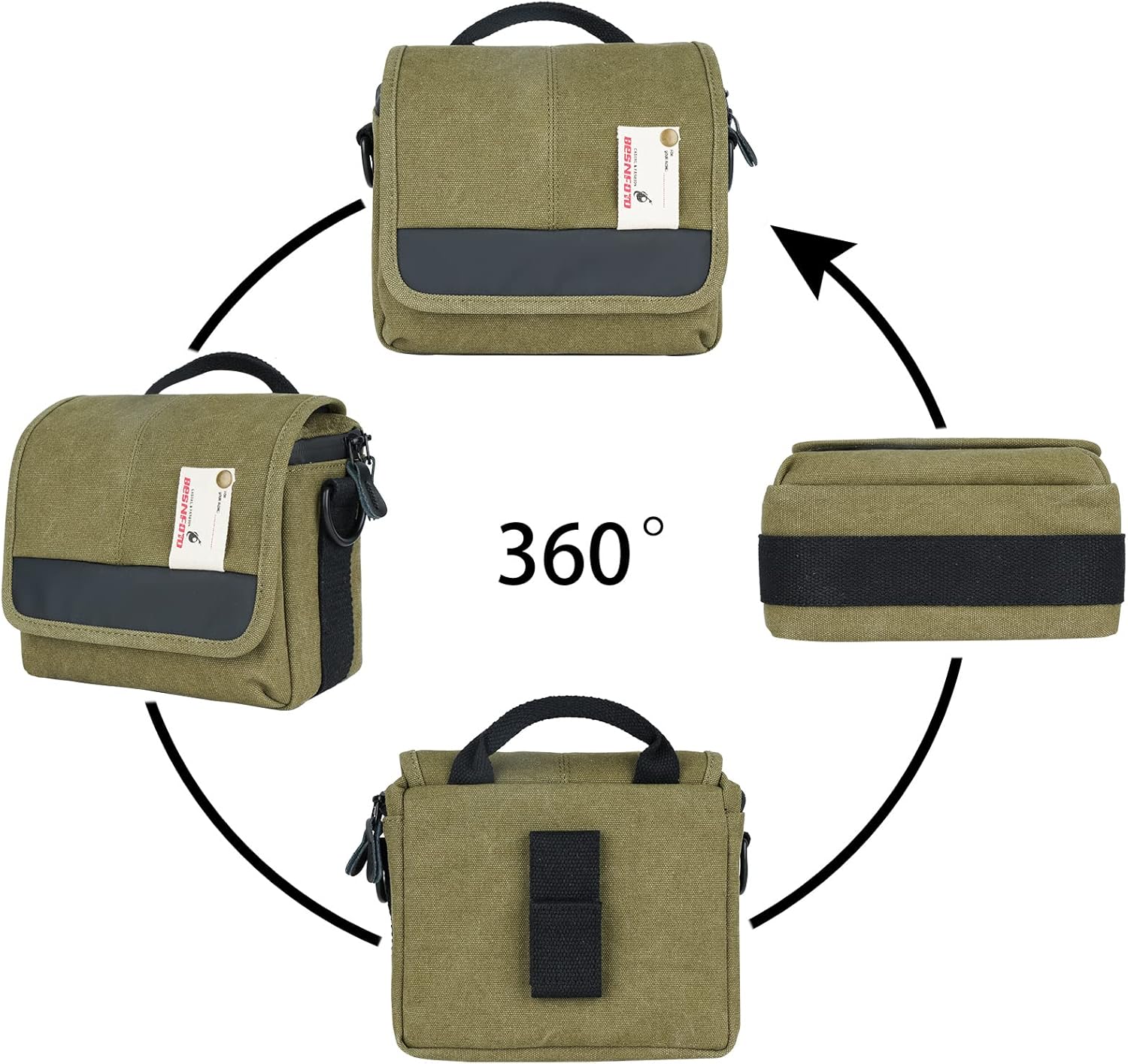 Besnfoto Camera Bag Small Crossbody Camera Shoulder Bag Purse Waterproof Canvas Cute Compact Camera Messenger Bag Case for Mirrorless DSLR SLR Women and Men - Image 5