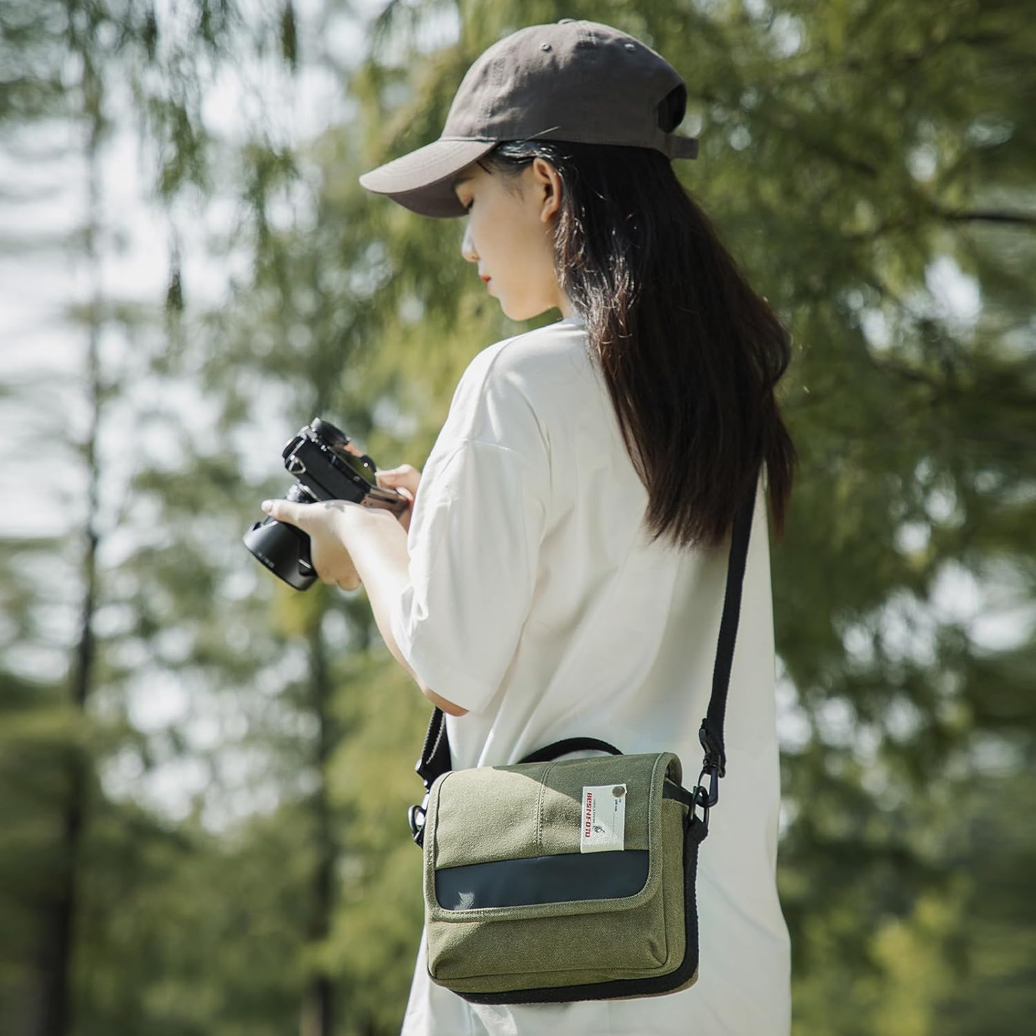 Besnfoto Camera Bag Small Crossbody Camera Shoulder Bag Purse Waterproof Canvas Cute Compact Camera Messenger Bag Case for Mirrorless DSLR SLR Women and Men - Image 6